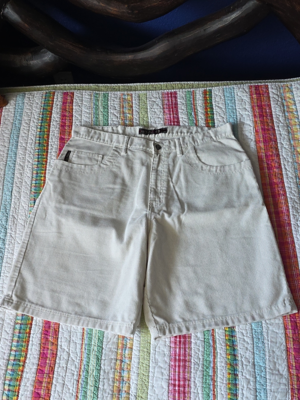 Vintage No Fear Men's Corduroy LCream Shorts